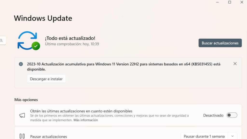 Windows Update con la última actualización para Windows 11 con soporte de archivos RAR