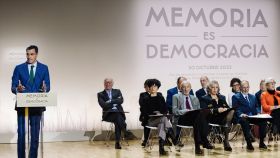 El presidente del Gobierno, Pedro Sánchez, durante su intervención en el acto 'Memoria es Democracia'.