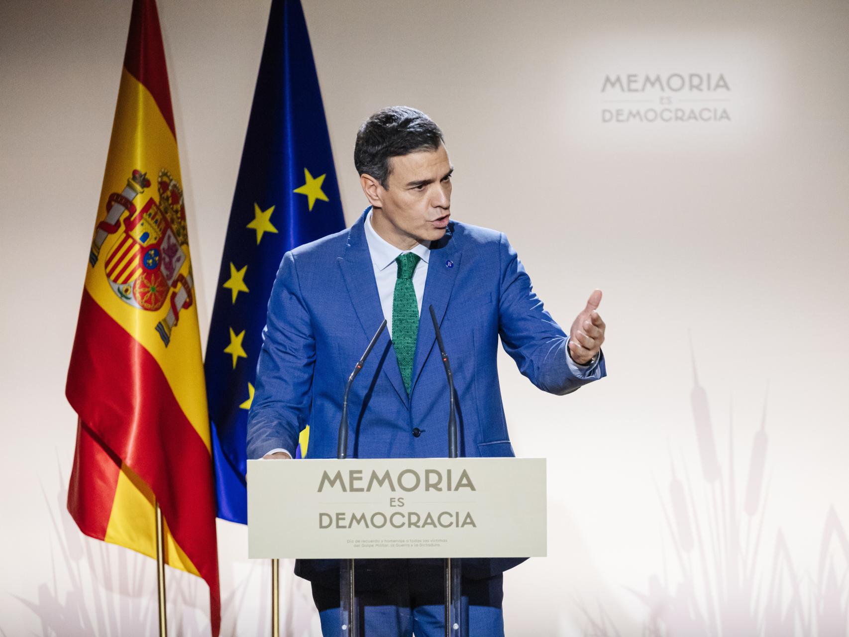 El presidente del Gobierno en funciones, Pedro Sánchez, este lunes en un acto en Madrid.