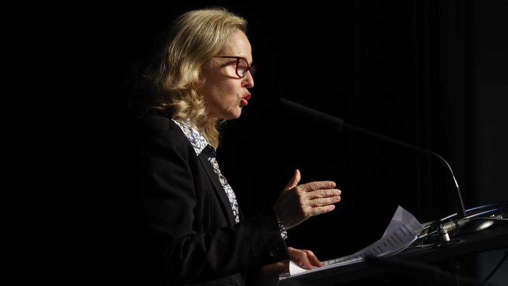 Nadia Calviño, vicepresidenta primera y ministra de Asuntos Económicos en funciones, participa en la reunión extraordinaria del grupo de trabajadores del Comité Económico y Social Europeo (CESE) celebrada el lunes en Madrid.