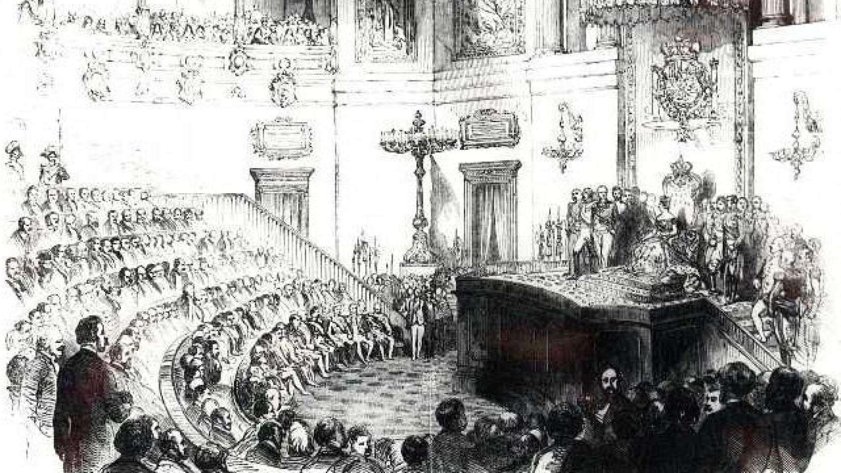 Ilustración del Palacio del Congreso de los Diputados de 1850