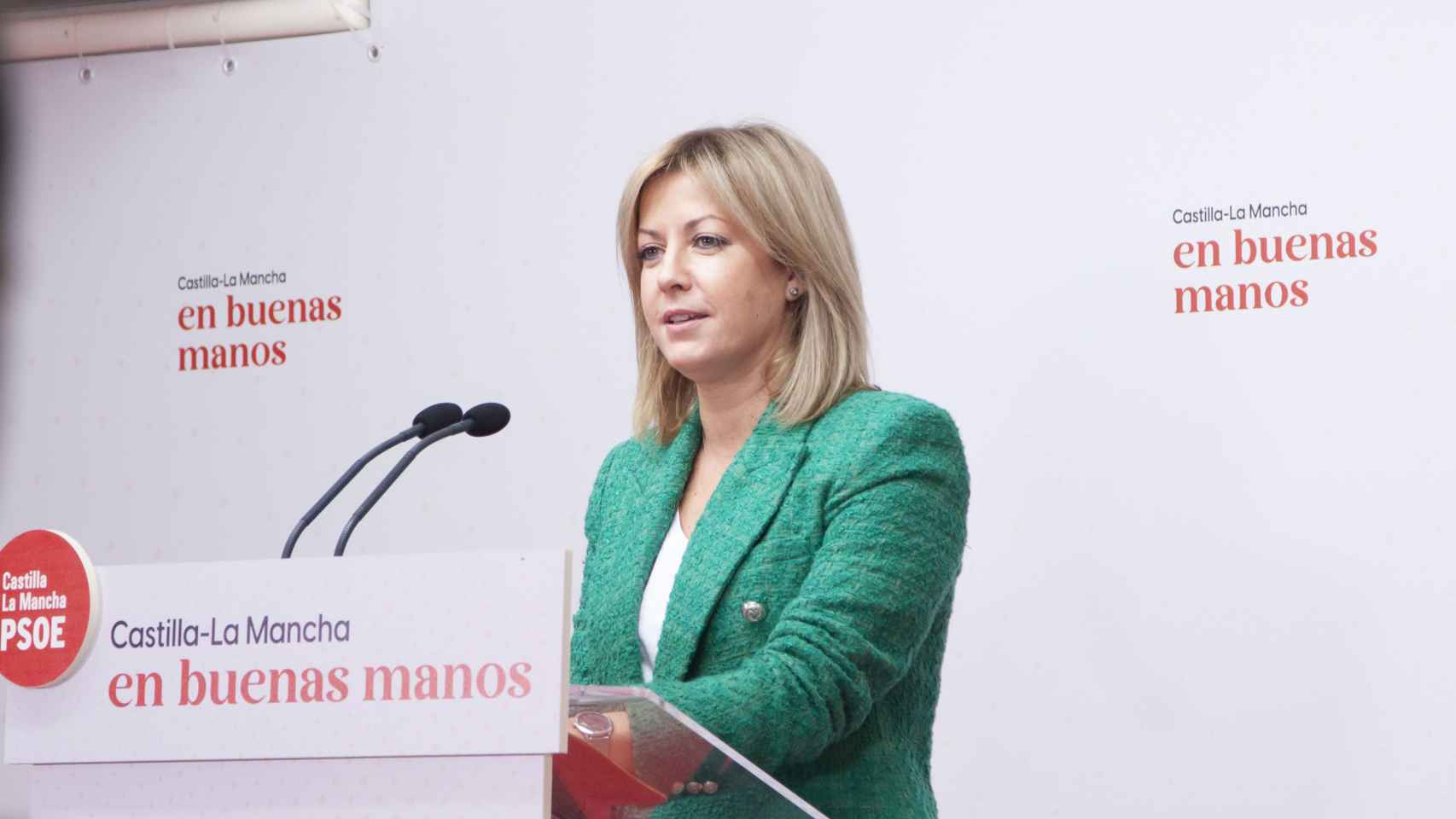 Ana Isabel Abengózar en rueda de prensa. Foto: PSOE CLM.