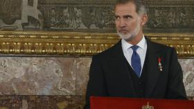 Felipe VI durante su discurso previo al almuerzo en Palacio Real