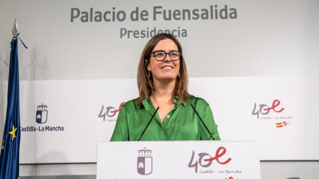 Esther Padilla, consejera portavoz del Gobierno de Castilla-La Mancha, este martes en rueda de prensa