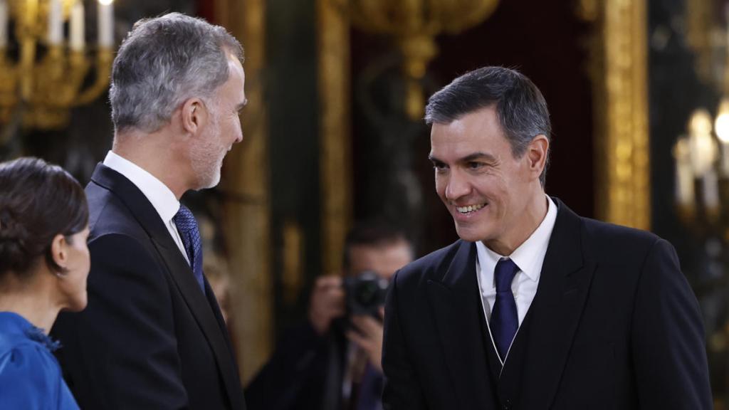 El presidente del Gobierno en funciones, Pedro Sánchez, este martes en la jura de Leonor.