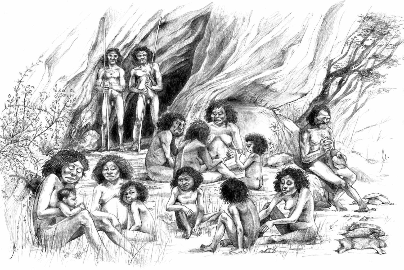 Recreación de un campamento de 'Homo antecessor'.