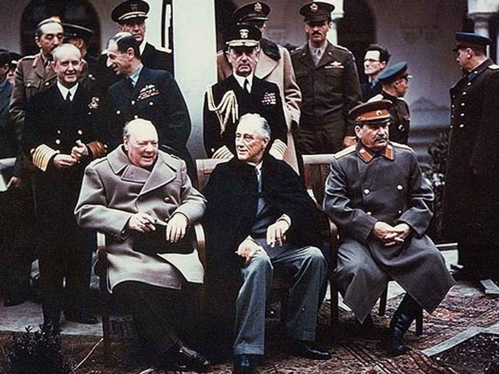 Churchill, Roosevelt y Stalin durante la Conferencia de Yalta en 1945.