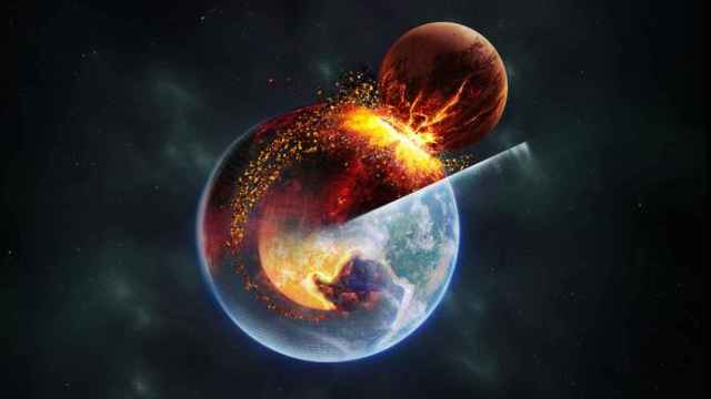 Ilustración de la colisión que pudo sufrir la Tierra con otro planeta hace 4.500 años.