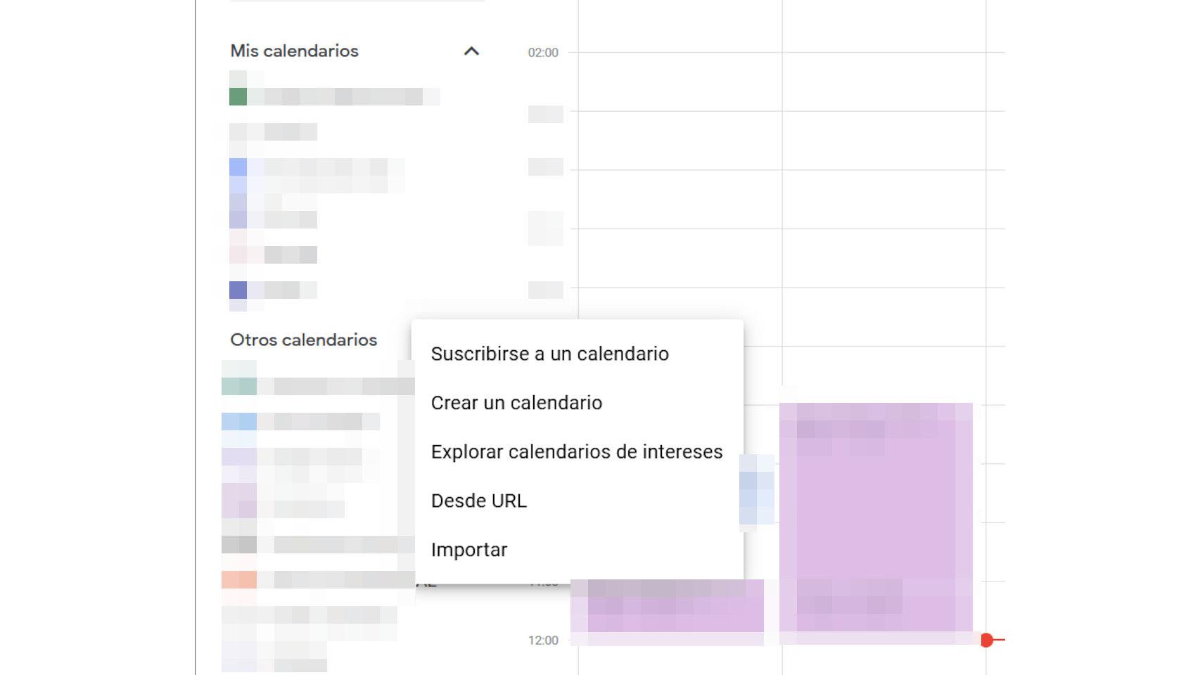 Calendarios de interés en la web de Google Calendar