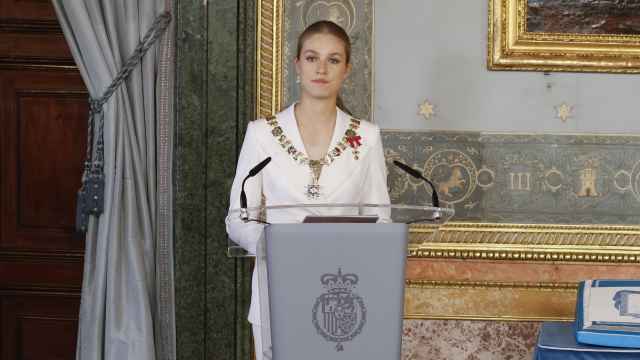 Leonor durante su discurso tras recibir el Collar de la Orden de Carlos III.