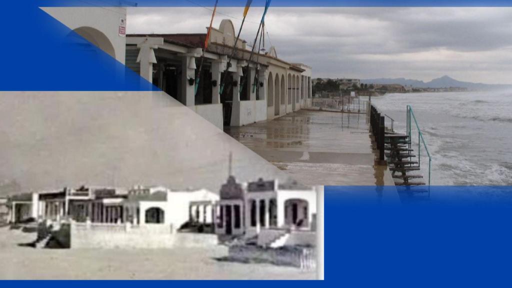 Casas en la playa de Les Deveses de Dénia, en 1910 y en 2019.