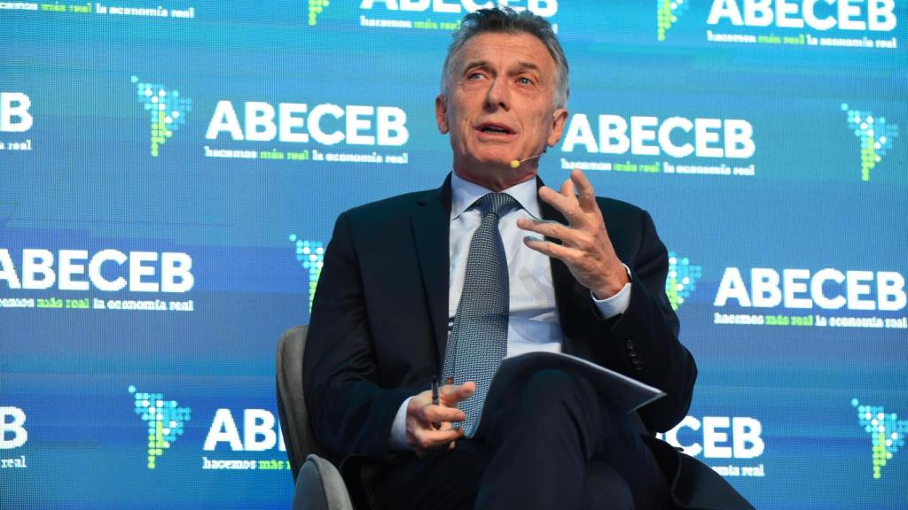 El expresidente argentino, Mauricio Macri, participa en un coloquio en el foro ABECEB, este miércoles.