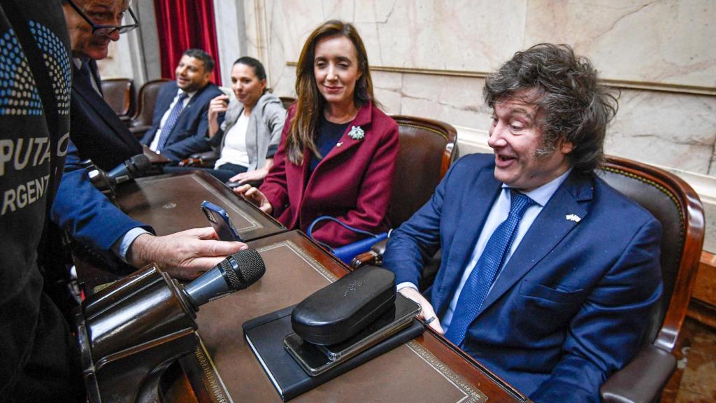 El líder de la fuerza política de ultraderecha La Libertad Avanza, Javier Milei, en el Senado argentino.