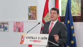 El presidente de la Junta, Alfonso Fernández Mañueco, durante su rueda de prensa de este viernes en Nava del Rey.