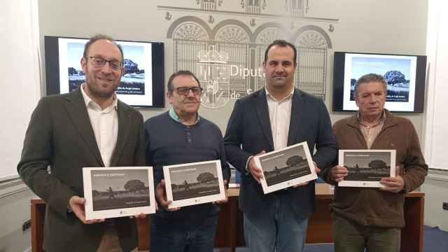 Marcos Iglesias, Ángel Centeno, David Mingo y Carlos García, en la presentación de la obra