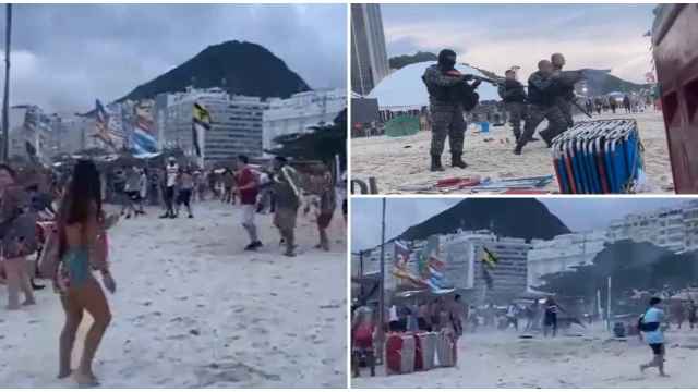 Pelea entre aficionados de Boca y Fluminense en la playa de Copacabana.
