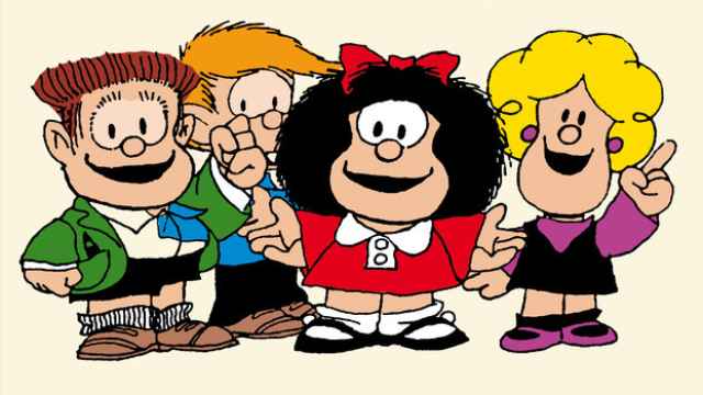 Mafalda y otros personajes de Quino en la ilustración de cubierta de '¡Amigos para siempre! (La pequeña filosofía de Mafalda)' (Lumen)