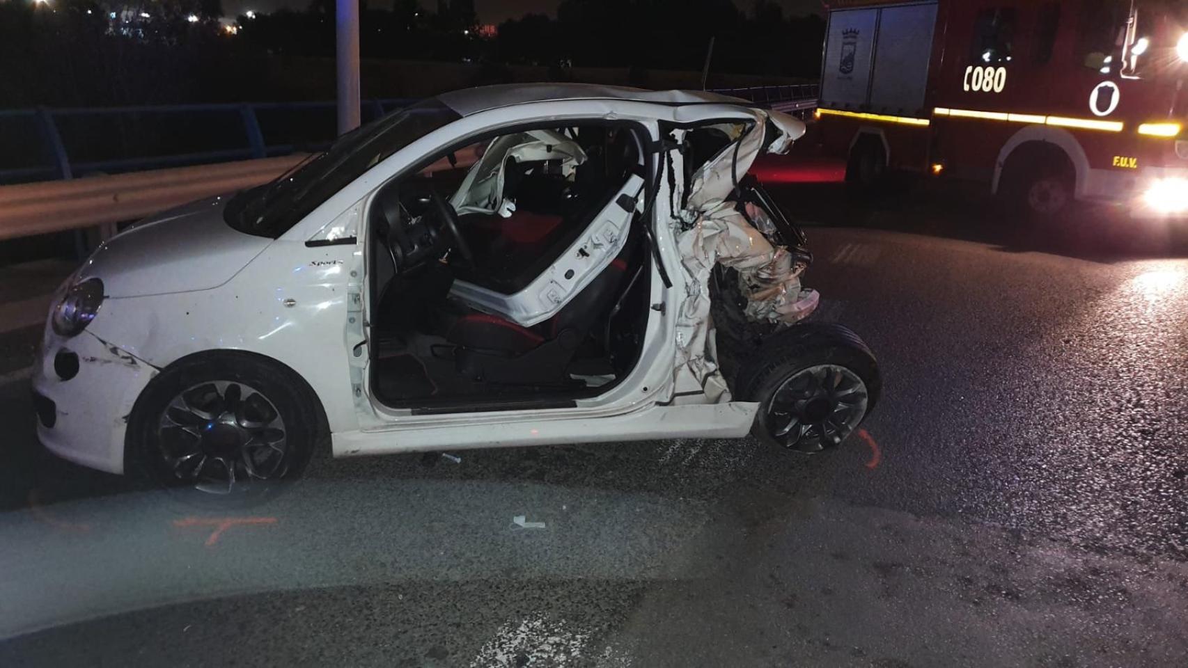 Estado en el que ha quedado uno de los coches implicados en el accidente de Málaga.