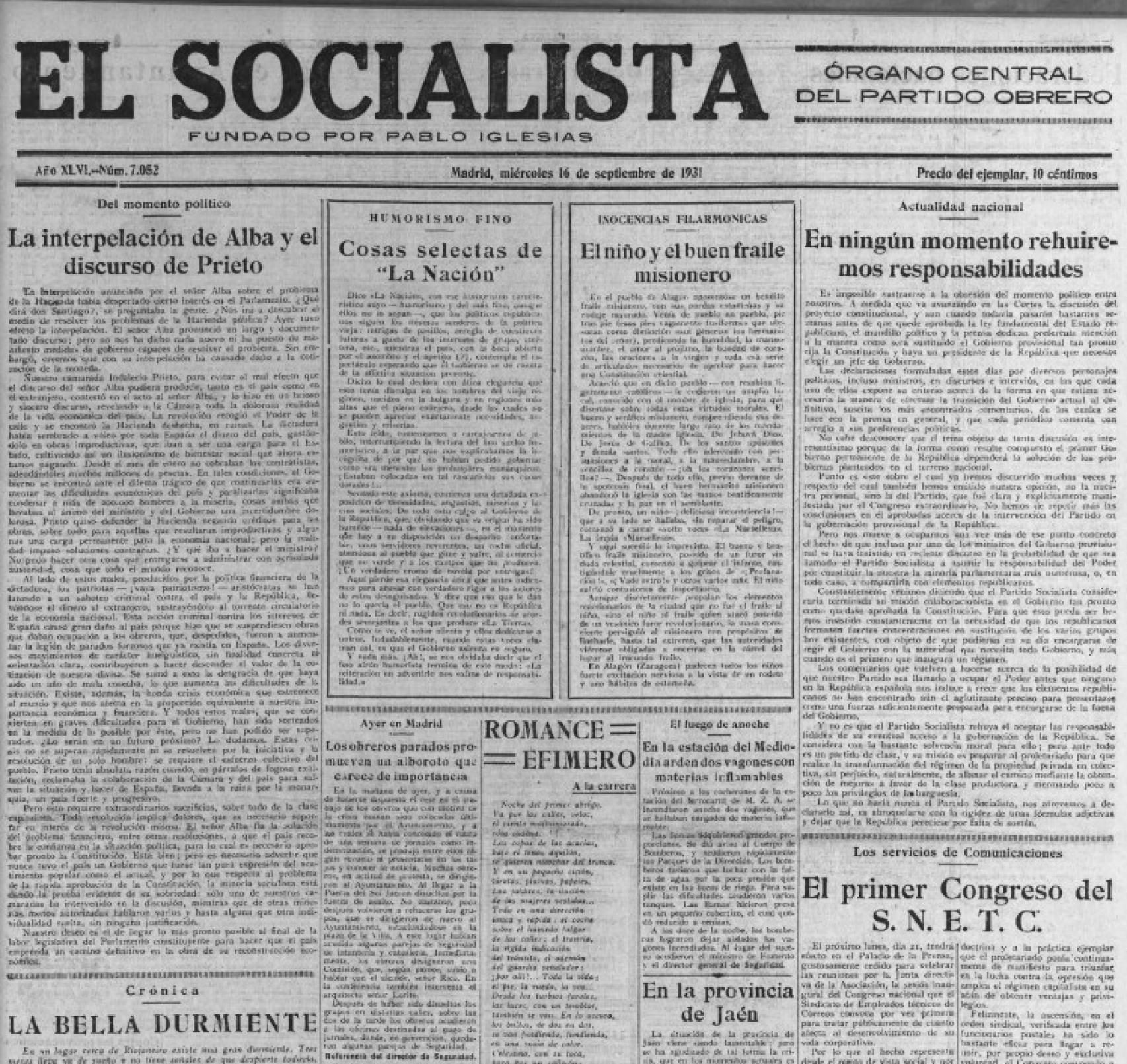 Ejemplar antiguo de 'El Socialista', en una imagen de archivo.
