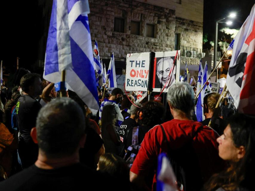 Una manifestación contra el primer ministro israelí, Benjamín Netanyahu, el sábado cerca de su residencia en Jerusalén.