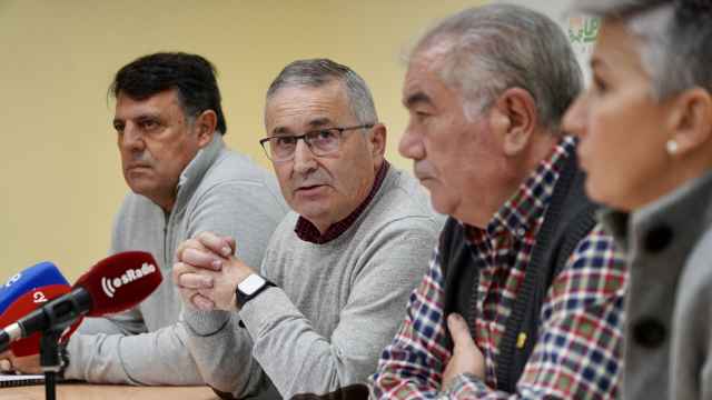 Los representantes de UPA-COAG Castilla y León en una rueda de prensa manifestando la falta de diálogo con la Junta