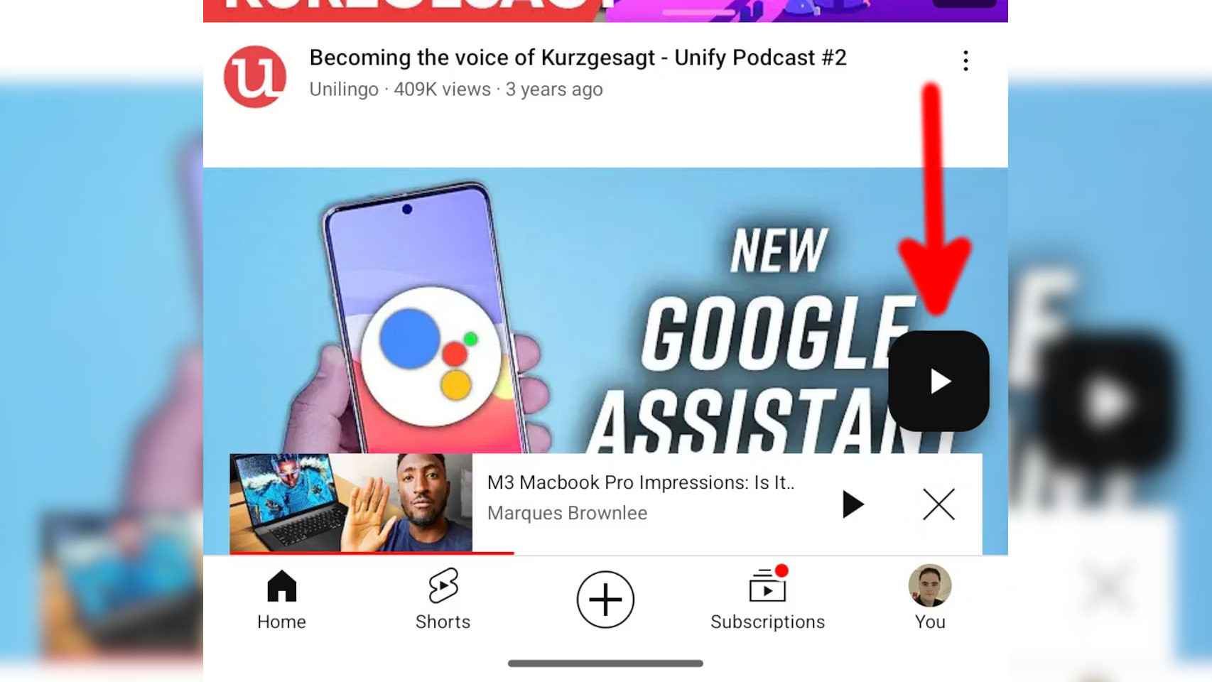 El nuevo botón de la app de YouTube
