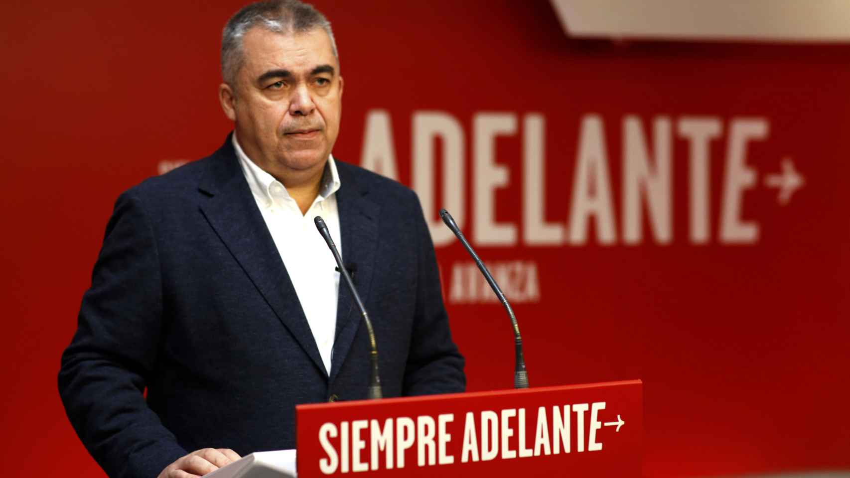 El secretario de Organización del PSOE, Santos Cerdán, anunciando el resultado de la consulta a la militancia socialista.