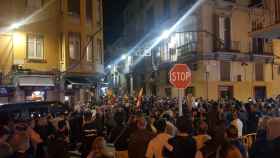 Imagen de la protesta organizada junto a la sede del PSOE en el Centro de Málaga.