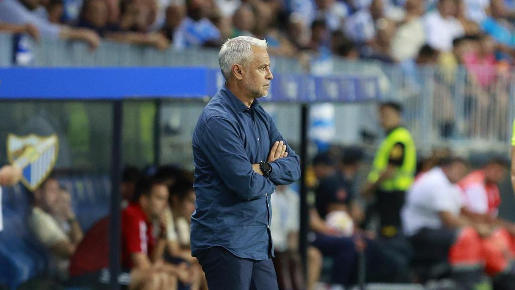 Sergio Pellicer durante un partido en La Rosaleda