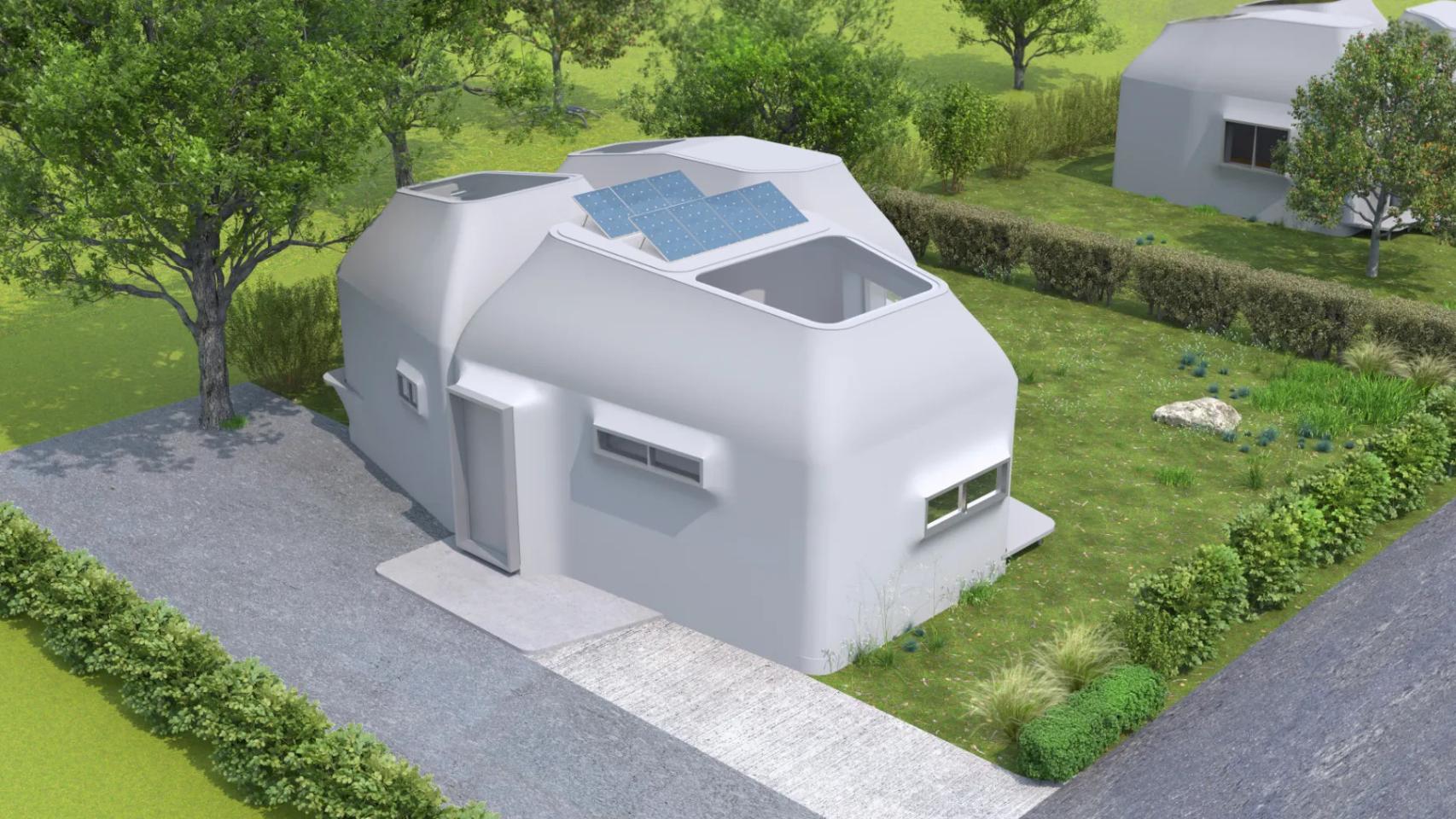 Modelo de casa de Serendix con placas solares.