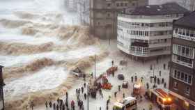 Imagen ficticia de una inundación en Sanxenxo.