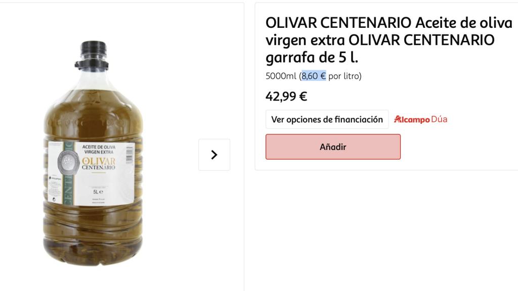 Aceite de oliva virgen extra.