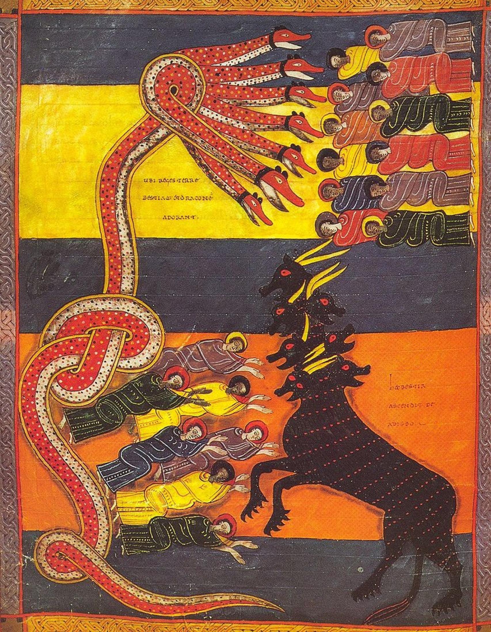 Escena del Apocalipsis ilustrada en la obra de Beato de Liébana