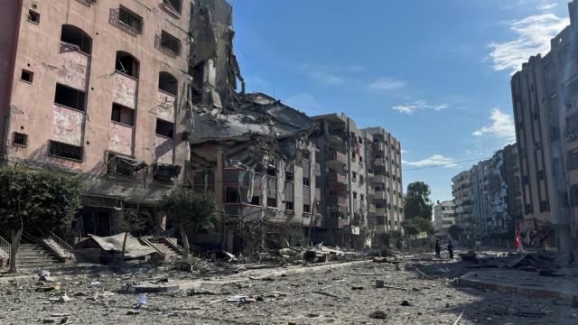 Una calle de la Franja de Gaza, cerca del hospital Al Quds.