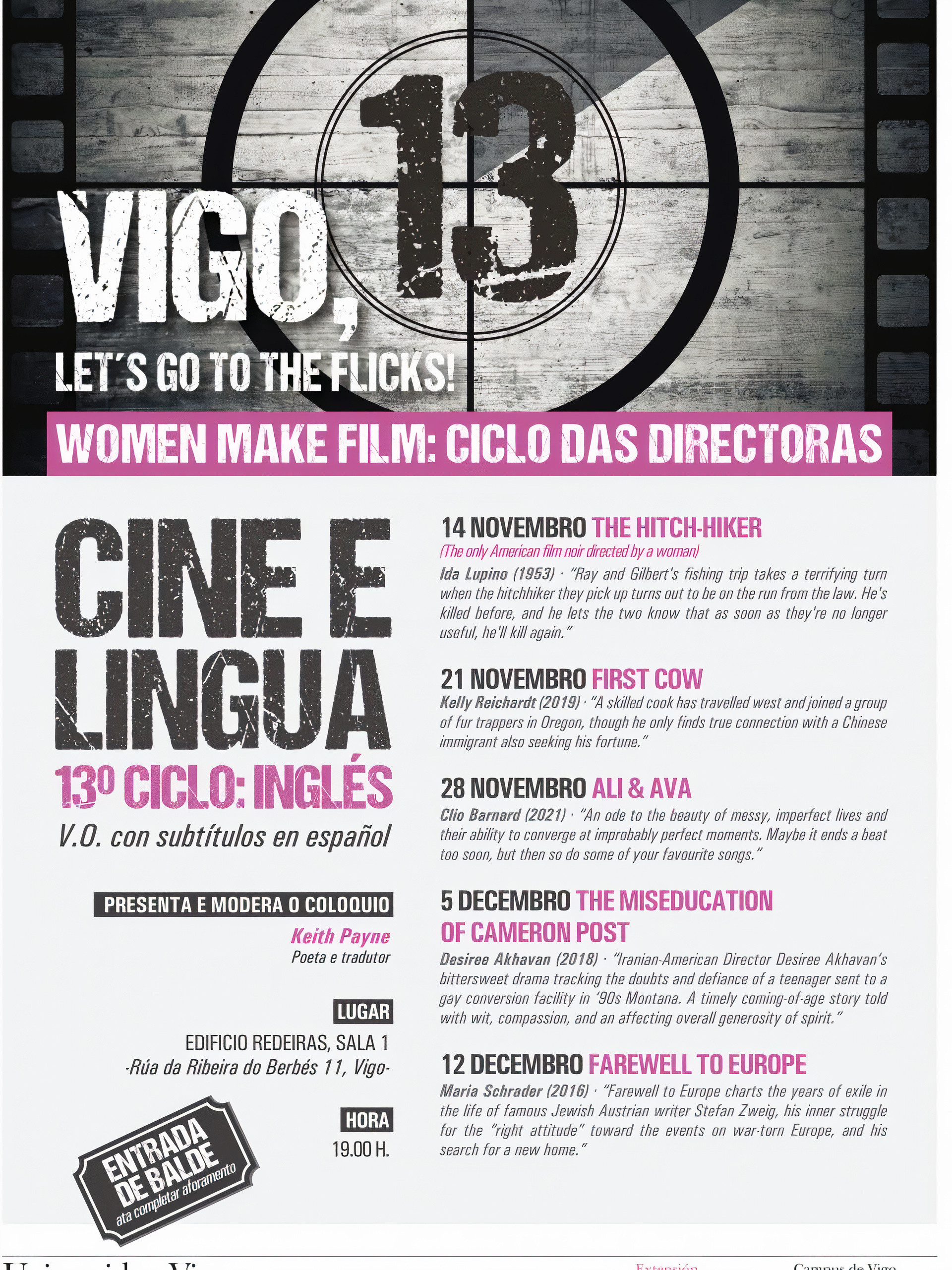 Cartel de esta edición del Ciclo de Cine e Lingua de la UVigo.