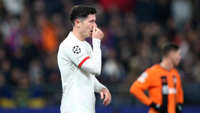 Lewandowski, durante el Shakhtar - FC Barcelona