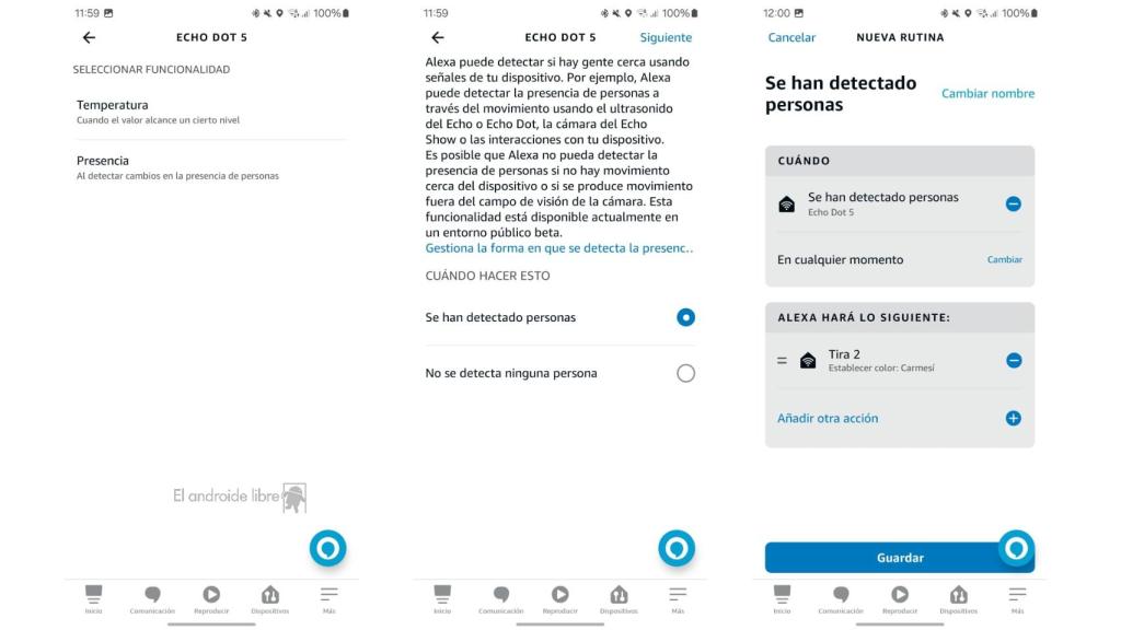 Detección de presencia en un Amazon Echo Dot 4