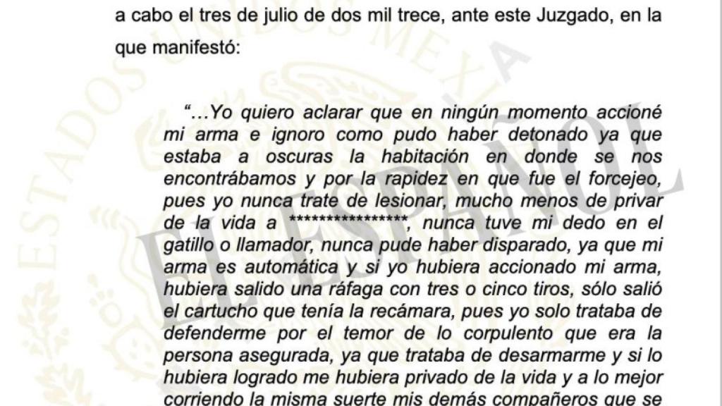 Fragmento de la declaración del militar condenado ante el juzgado