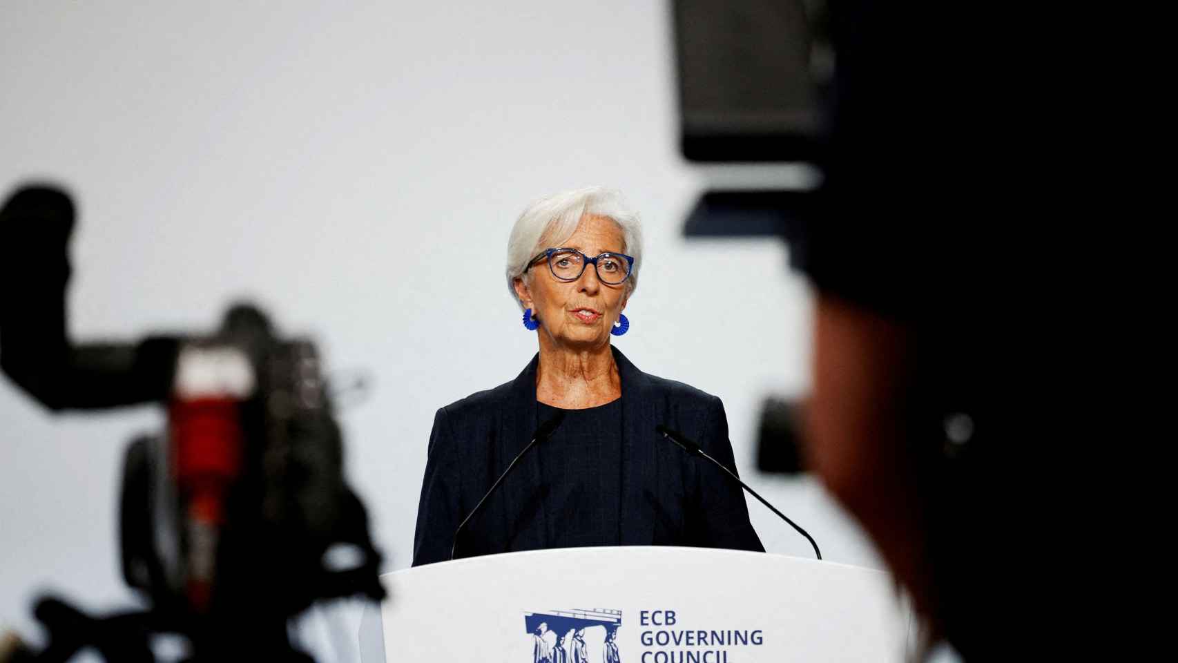 La presidenta del BCE, Christine Lagarde, durante la rueda de prensa posterior al Consejo de Gobierno del pasado octubre.