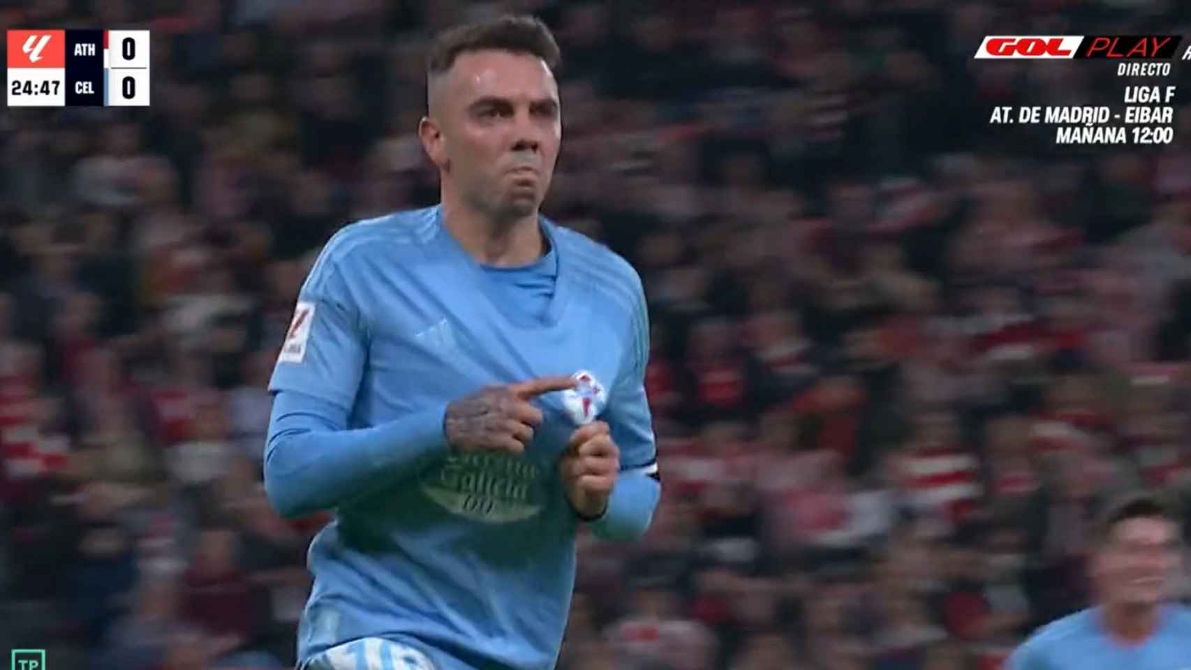 Aspas celebra el gol en San Mamés.