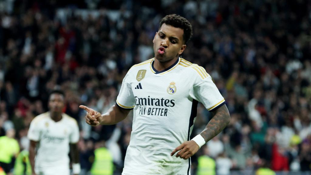 Rodrygo celebra su gol ante el Valencia