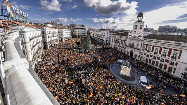 Manifestación en la Puerta de Sol de Madrid, el 12 de noviembre.