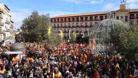 La Plaza de Zocodover de Toledo, en una imagen de la protesta de este domingo contra la amnistía. Foto: Venancio Martín