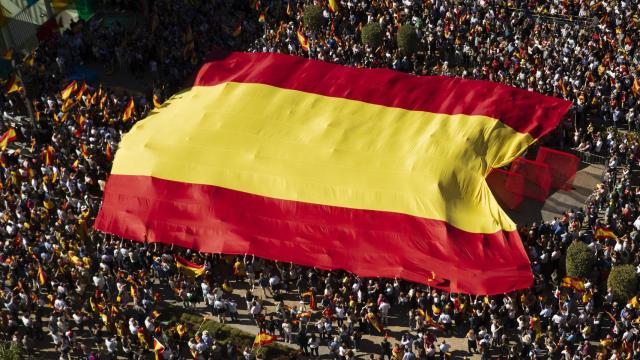 La bandera desplegada.