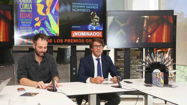 Josep Vicent, Toni Pérez y Juan de Dios Navarro, en la presentación de la candidatura a los Grammy Latino el pasado septiembre.