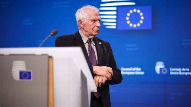 El jefe de la diplomacia europea, Josep Borrell, durante la rueda de prensa de este lunes en Bruselas.