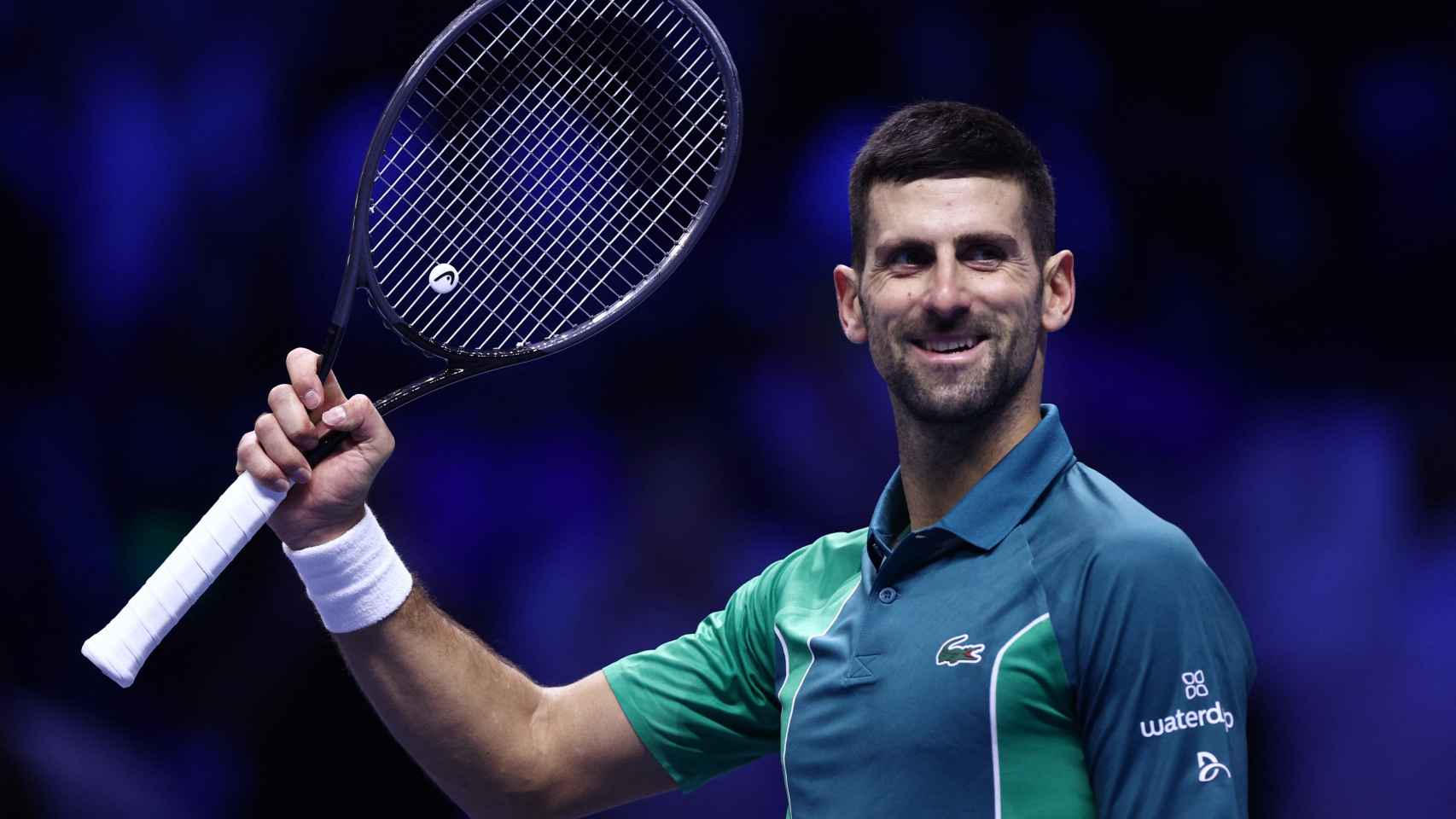 Djokovic celebra una victoria en las ATP Finals.