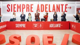 La Ejecutiva del PSOE, este lunes durante su reunión semanal en la sede de Ferraz.