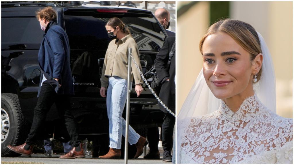 Naomi Biden y su esposo caminan hacia su coche en febrero de 2022.