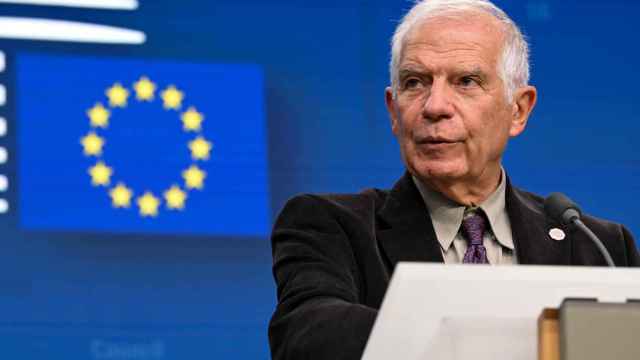 El jefe de la diplomacia europea, Josep Borrell, en la rueda de prensa de este lunes en Bruselas